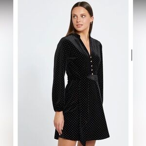Zara Black Long Sleeve Dress with Gold Dots